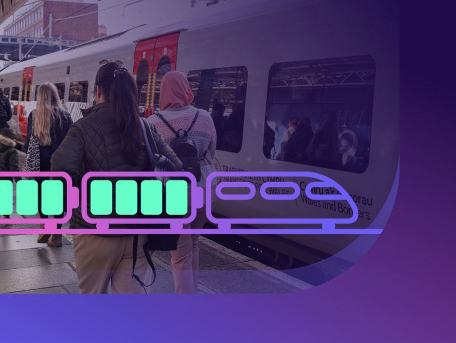 Image of train graphic on top of railway image